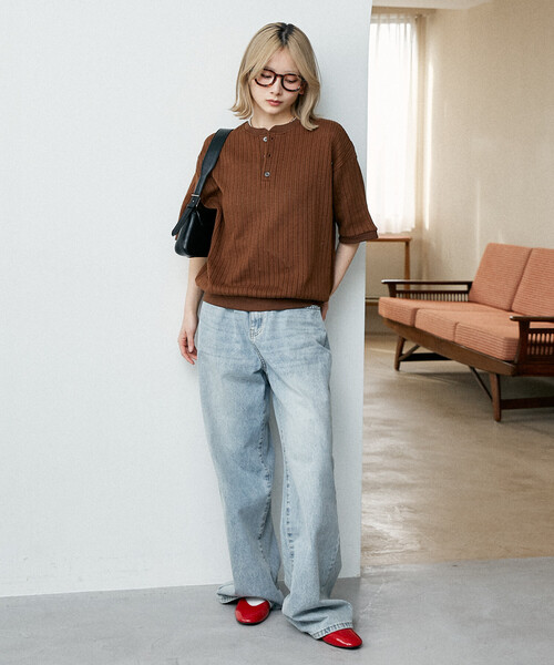 PUBLUX(パブリュクス)の「PUBLUX/パブリュクス LOVE POP STUDIO パターン メッシュ ヘンリーネック Tシャツ 限定展開(ニット/セーター・メンズ・ブラック/ブラウン/ネイビー・LARGE/MEDIUM/SMALL)」の15枚目の写真