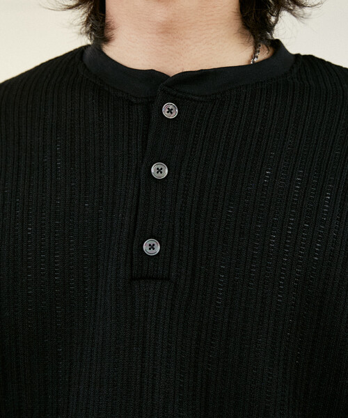 PUBLUX(パブリュクス)の「PUBLUX/パブリュクス LOVE POP STUDIO パターン メッシュ ヘンリーネック Tシャツ 限定展開(ニット/セーター・メンズ・ブラック/ブラウン/ネイビー・LARGE/MEDIUM/SMALL)」の21枚目の写真
