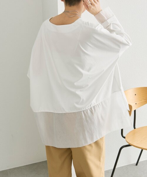 ear PAPILLONNER（イアパピヨネ）の「裾シアーロングTシャツ【SUM1 STYLE】（Tシャツ/カットソー・レディース・ホワイト/ブラック・FREE）」の8枚目の写真