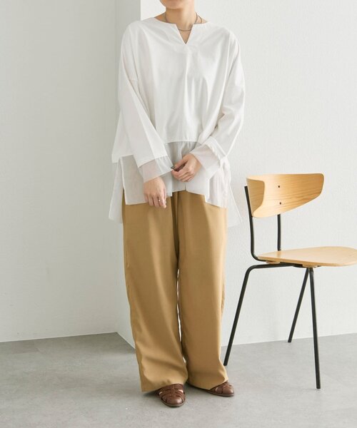 ear PAPILLONNER（イアパピヨネ）の「裾シアーロングTシャツ【SUM1 STYLE】（Tシャツ/カットソー・レディース・ホワイト/ブラック・FREE）」の11枚目の写真