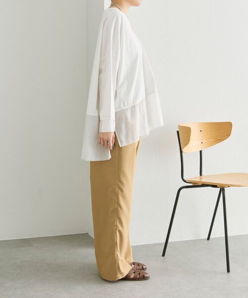 ear PAPILLONNER（イアパピヨネ）の「裾シアーロングTシャツ【SUM1 STYLE】（Tシャツ/カットソー・レディース・ホワイト/ブラック・FREE）」の14枚目の写真