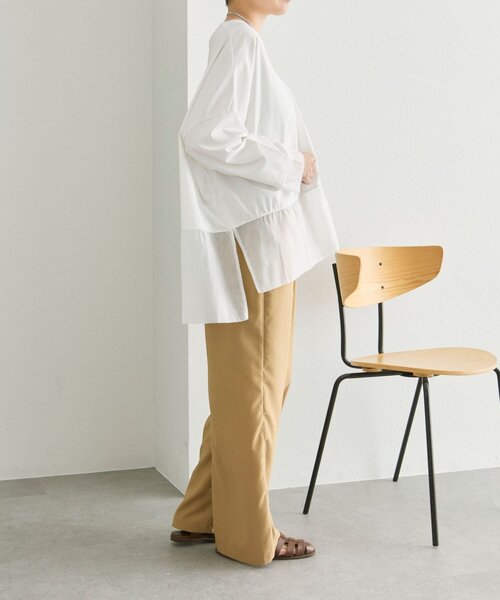 ear PAPILLONNER（イアパピヨネ）の「裾シアーロングTシャツ【SUM1 STYLE】（Tシャツ/カットソー・レディース・ホワイト/ブラック・FREE）」の15枚目の写真