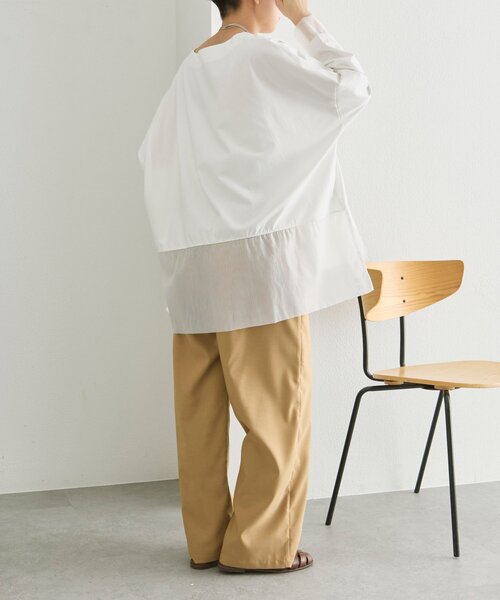 ear PAPILLONNER（イアパピヨネ）の「裾シアーロングTシャツ【SUM1 STYLE】（Tシャツ/カットソー・レディース・ホワイト/ブラック・FREE）」の16枚目の写真