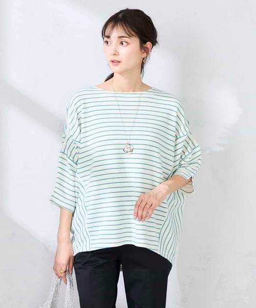 a.v.v(アーヴェヴェ)の「リップルバンザイスリーブカットソー(Tシャツ/カットソー・レディース・アイボリー/ミント/ネイビー・40/38/36)」の3枚目の写真