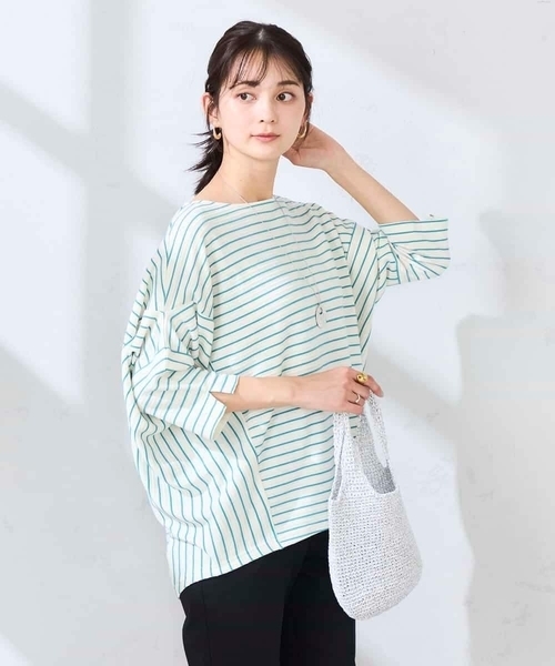 a.v.v(アーヴェヴェ)の「リップルバンザイスリーブカットソー(Tシャツ/カットソー・レディース・アイボリー/ミント/ネイビー・40/38/36)」の19枚目の写真