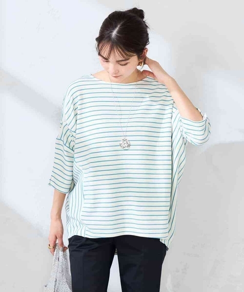 a.v.v(アーヴェヴェ)の「リップルバンザイスリーブカットソー(Tシャツ/カットソー・レディース・アイボリー/ミント/ネイビー・40/38/36)」の20枚目の写真