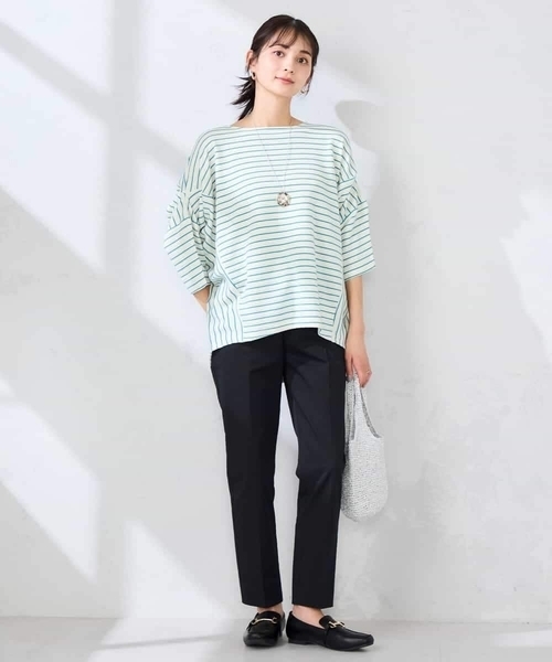 a.v.v(アーヴェヴェ)の「リップルバンザイスリーブカットソー(Tシャツ/カットソー・レディース・アイボリー/ミント/ネイビー・40/38/36)」の4枚目の写真