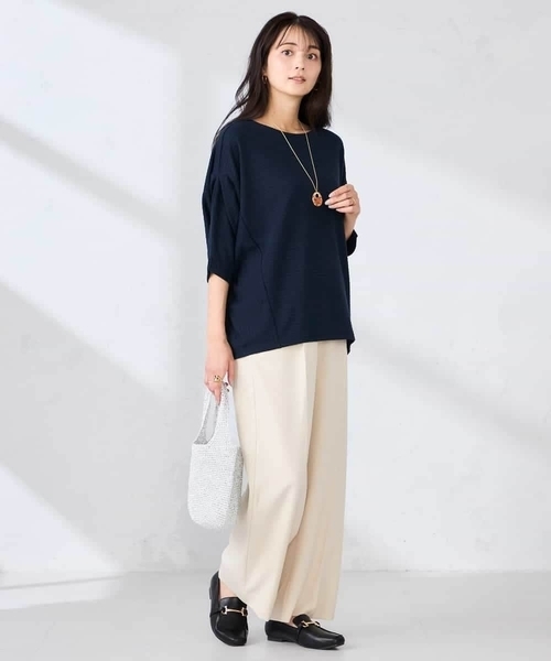 a.v.v(アーヴェヴェ)の「リップルバンザイスリーブカットソー(Tシャツ/カットソー・レディース・アイボリー/ミント/ネイビー・40/38/36)」の10枚目の写真