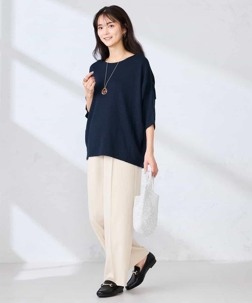 a.v.v(アーヴェヴェ)の「リップルバンザイスリーブカットソー(Tシャツ/カットソー・レディース・アイボリー/ミント/ネイビー・40/38/36)」の11枚目の写真