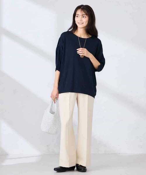 a.v.v(アーヴェヴェ)の「リップルバンザイスリーブカットソー(Tシャツ/カットソー・レディース・アイボリー/ミント/ネイビー・40/38/36)」の12枚目の写真