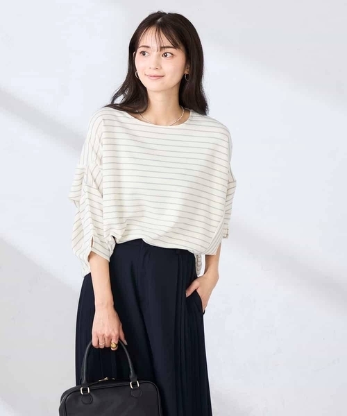 a.v.v(アーヴェヴェ)の「リップルバンザイスリーブカットソー(Tシャツ/カットソー・レディース・アイボリー/ミント/ネイビー・40/38/36)」の13枚目の写真