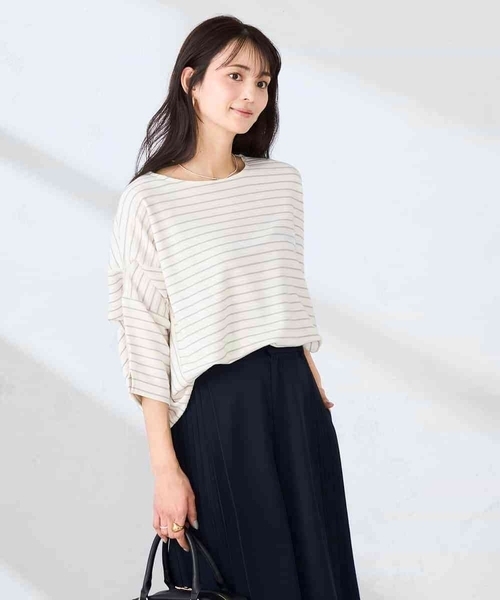 a.v.v(アーヴェヴェ)の「リップルバンザイスリーブカットソー(Tシャツ/カットソー・レディース・アイボリー/ミント/ネイビー・40/38/36)」の14枚目の写真