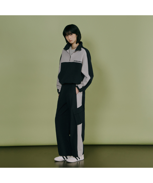 LAP（ラップ）の「配色カーゴトレーニングパンツ AS1WP263（スウェットパンツ・レディース・チャコールグレー/ダークネイビー・FREE）」の5枚目の写真
