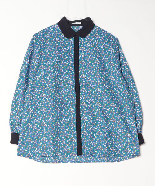 sandy（サンディー）の「プリントラウンドカラーヒヨクブラウス（シャツ/ブラウス・レディース・ネイビー/ブラック/ブルー/グレー・FREE）」の4枚目の写真