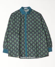 プリントラウンドカラーヒヨクブラウス