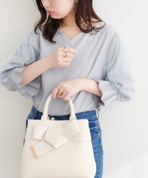 natural couture（ナチュラルクチュール）の「袖口プリーツチュール袖ブラウス（シャツ/ブラウス・レディース・ブラック/サックスブルー/ネイビー/ピンク/オフホワイト・FREE）」の22枚目の写真