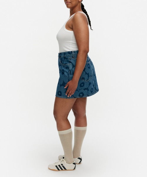 marimekko(マリメッコ)の「【オンラインストア限定】【Maridenim】 Ruudut Unikko / Skirt(スカート・レディース・ネイビー・34/36/38/40/42)」の4枚目の写真