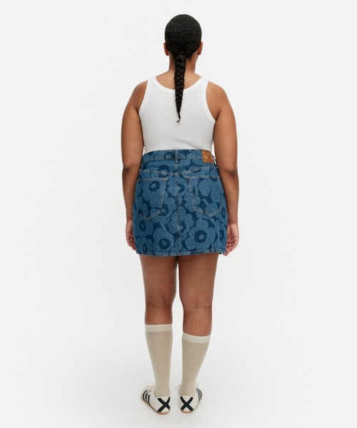 marimekko(マリメッコ)の「【オンラインストア限定】【Maridenim】 Ruudut Unikko / Skirt(スカート・レディース・ネイビー・34/36/38/40/42)」の3枚目の写真