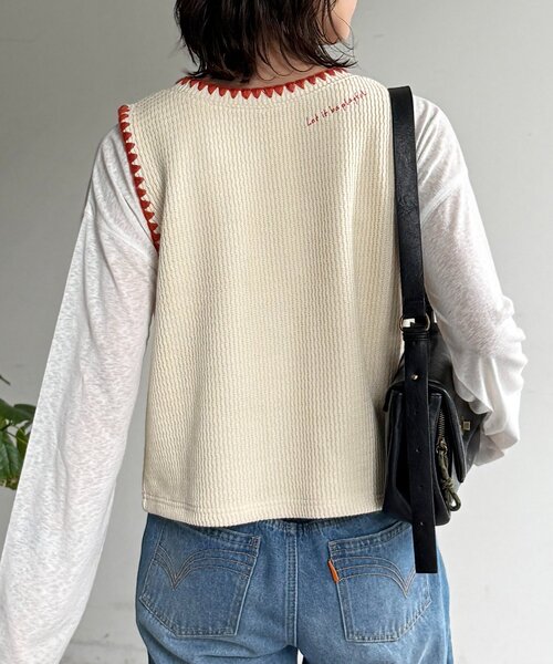 CPCM(シーピーシーエム)の「カラーボタンステッチニットベスト(Tシャツ/カットソー・レディース・ネイビー/グレー/アイボリー・FREE)」の22枚目の写真