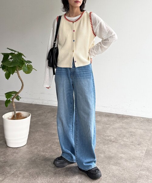 CPCM(シーピーシーエム)の「カラーボタンステッチニットベスト(Tシャツ/カットソー・レディース・ネイビー/グレー/アイボリー・FREE)」の20枚目の写真