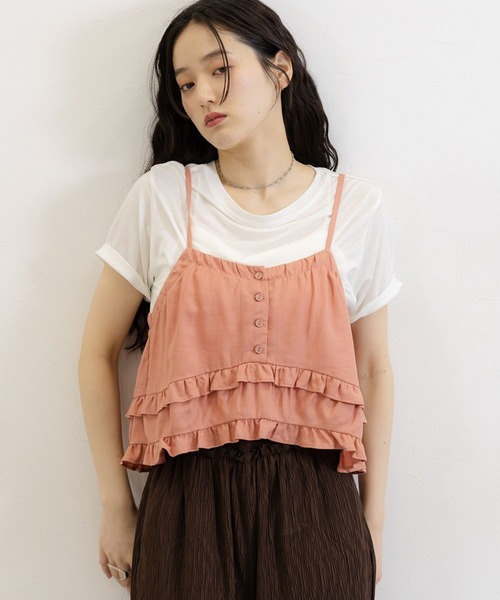 RAGEBLUE（レイジブルー）の「リネンフリルビスチェ/セットアップ対応（キャミソール・レディース・ホワイト/レッド・FREE）」の13枚目の写真