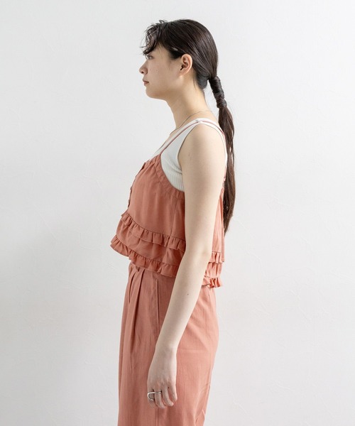 RAGEBLUE（レイジブルー）の「リネンフリルビスチェ/セットアップ対応（キャミソール・レディース・ホワイト/レッド・FREE）」の12枚目の写真