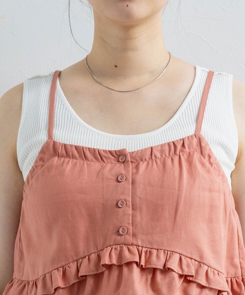 RAGEBLUE（レイジブルー）の「リネンフリルビスチェ/セットアップ対応（キャミソール・レディース・ホワイト/レッド・FREE）」の10枚目の写真