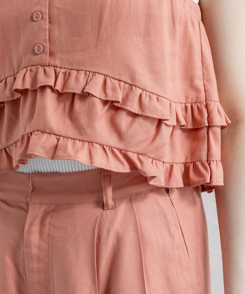 RAGEBLUE（レイジブルー）の「リネンフリルビスチェ/セットアップ対応（キャミソール・レディース・ホワイト/レッド・FREE）」の8枚目の写真