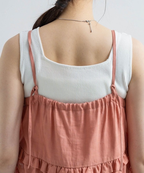 RAGEBLUE（レイジブルー）の「リネンフリルビスチェ/セットアップ対応（キャミソール・レディース・ホワイト/レッド・FREE）」の7枚目の写真