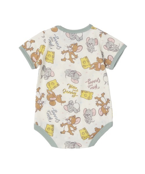 Tom＆Jerry（トムアンドジェリー）の「トム＆ジェリー 半袖ボディスーツ 総柄（ロンパース・キッズ・アイボリー・80ｃｍ/70cm）」の2枚目の写真