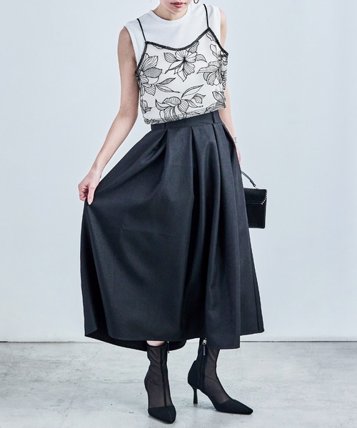 Fashion Letter(ファッションレター)の「花柄チュールビスチェ(キャミソール・レディース・ブラック/アイボリー・M)」の6枚目の写真