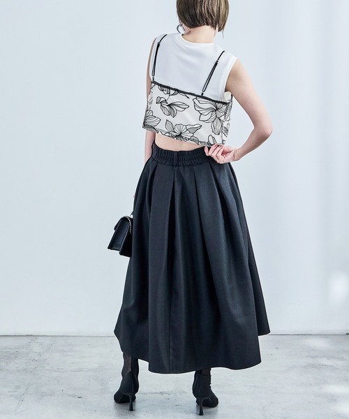 Fashion Letter(ファッションレター)の「花柄チュールビスチェ(キャミソール・レディース・ブラック/アイボリー・M)」の10枚目の写真