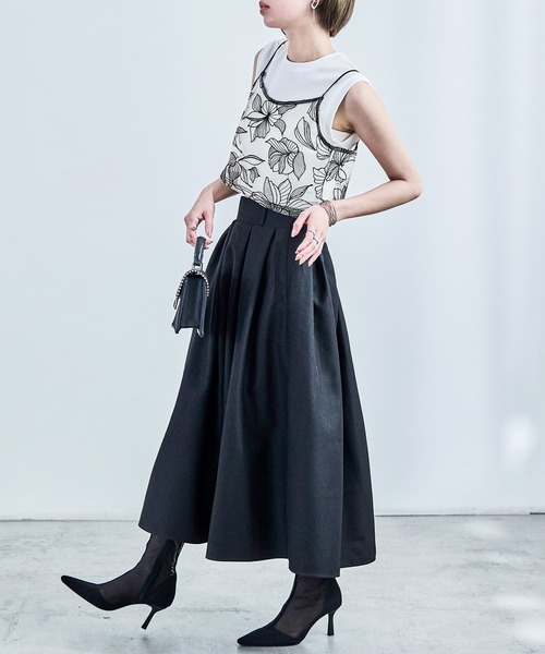 Fashion Letter(ファッションレター)の「花柄チュールビスチェ(キャミソール・レディース・ブラック/アイボリー・M)」の12枚目の写真