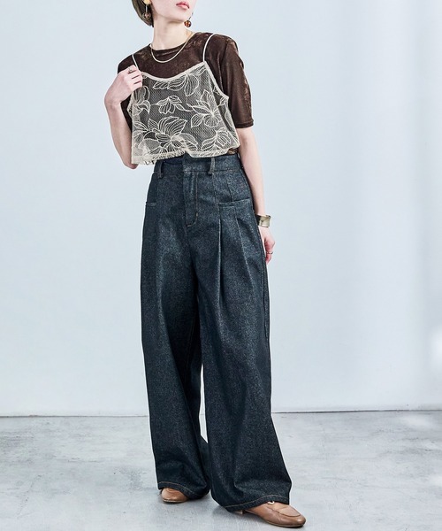 Fashion Letter(ファッションレター)の「花柄チュールビスチェ(キャミソール・レディース・ブラック/アイボリー・M)」の18枚目の写真
