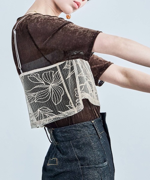 Fashion Letter(ファッションレター)の「花柄チュールビスチェ(キャミソール・レディース・ブラック/アイボリー・M)」の20枚目の写真