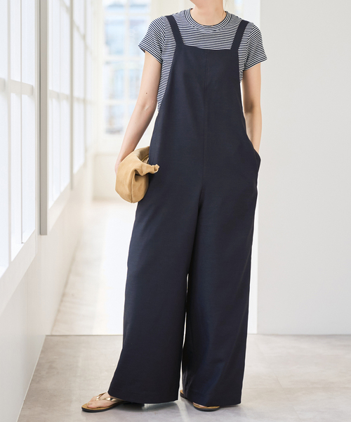 Spick & Span(スピックアンドスパン)の「《WEB限定 / 追加》ドライクロスコンビネゾン(サロペット/オーバーオール・レディース・ネイビー/ベージュ・38/36)」の4枚目の写真