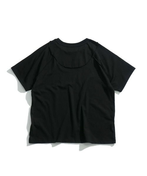 Starting Over(スターティングオーバー)の「インサイドアウト ラグラン ショート丈 半袖Tシャツ / クロップド ギミック カットソー【ユニセックス】(Tシャツ/カットソー・メンズ・カーキブラウン/チャコール/ブラック・L/M)」の4枚目の写真