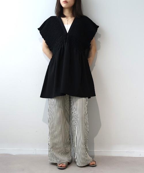 leswel（レスウェル）の「【M/L】サッカーストライプイージーパンツ（その他パンツ・レディース・ネイビー/ブラウン・M/L）」の3枚目の写真