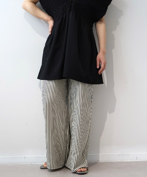 leswel（レスウェル）の「【M/L】サッカーストライプイージーパンツ（その他パンツ・レディース・ネイビー/ブラウン・M/L）」の7枚目の写真