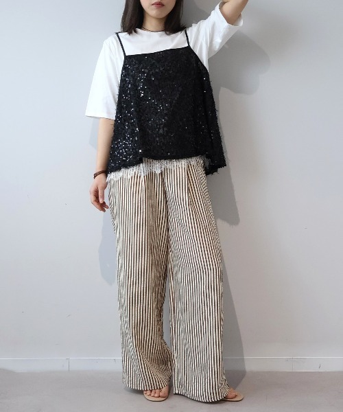 leswel（レスウェル）の「【M/L】サッカーストライプイージーパンツ（その他パンツ・レディース・ネイビー/ブラウン・M/L）」の9枚目の写真