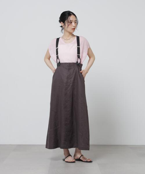European Flax サスペンダー付きスカート(セットアップ可)（スカート