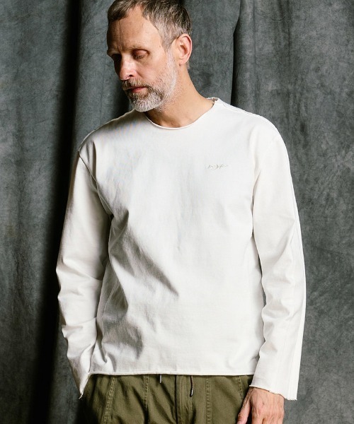 wjk(ダヴルジェイケイ)の「mlt5660- tight jersey cut-off L-S ロングスリーブカットソー(7137 cj57j)(Tシャツ/カットソー・メンズ・ホワイト/ダークネイビー/チャコールグレー/ブラック・S/M/L/XL)」の1枚目の写真