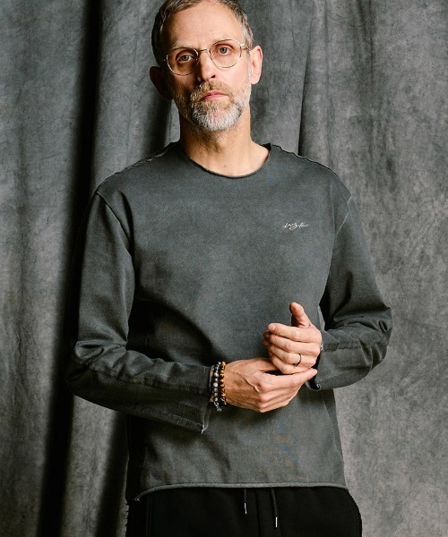 wjk(ダヴルジェイケイ)の「mlt5660- tight jersey cut-off L-S ロングスリーブカットソー(7137 cj57j)(Tシャツ/カットソー・メンズ・ホワイト/ダークネイビー/チャコールグレー/ブラック・S/M/L/XL)」の3枚目の写真