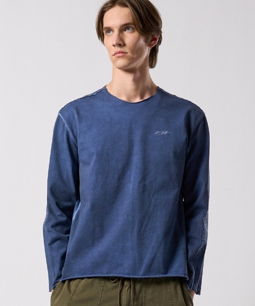 wjk(ダヴルジェイケイ)の「mlt5660- tight jersey cut-off L-S ロングスリーブカットソー(7137 cj57j)(Tシャツ/カットソー・メンズ・ホワイト/ダークネイビー/チャコールグレー/ブラック・S/M/L/XL)」の4枚目の写真