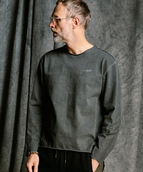 wjk(ダヴルジェイケイ)の「mlt5660- tight jersey cut-off L-S ロングスリーブカットソー(7137 cj57j)(Tシャツ/カットソー・メンズ・ホワイト/ダークネイビー/チャコールグレー/ブラック・S/M/L/XL)」の5枚目の写真