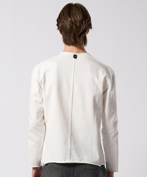 wjk(ダヴルジェイケイ)の「mlt5660- tight jersey cut-off L-S ロングスリーブカットソー(7137 cj57j)(Tシャツ/カットソー・メンズ・ホワイト/ダークネイビー/チャコールグレー/ブラック・S/M/L/XL)」の13枚目の写真