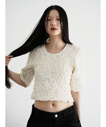 random shirring curve sleeve tops