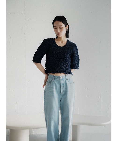 Katrin TOKYO(カトリーントーキョー)の「random shirring curve sleeve tops(Tシャツ/カットソー・レディース・ネイビー/ホワイト/ワイン系・FREE/XS)」の5枚目の写真