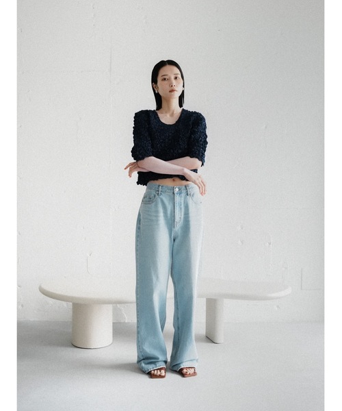 Katrin TOKYO(カトリーントーキョー)の「random shirring curve sleeve tops(Tシャツ/カットソー・レディース・ネイビー/ホワイト/ワイン系・FREE/XS)」の7枚目の写真