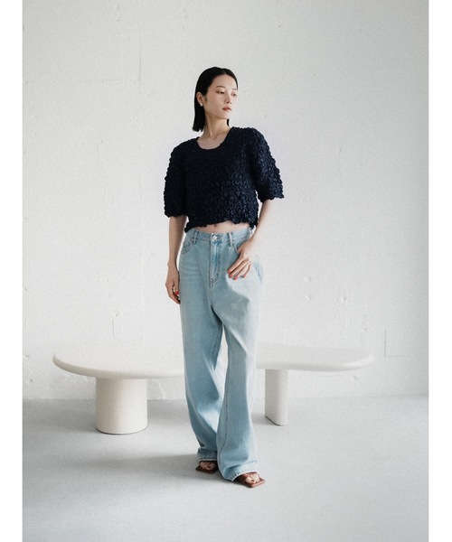 Katrin TOKYO(カトリーントーキョー)の「random shirring curve sleeve tops(Tシャツ/カットソー・レディース・ネイビー/ホワイト/ワイン系・FREE/XS)」の8枚目の写真
